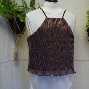 J.O.A. shimmering sheer crinkle tank top